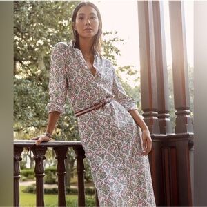Loft Tuilerie Maxi Shirtdress lightweight button up floral summer beach NWOT 14
